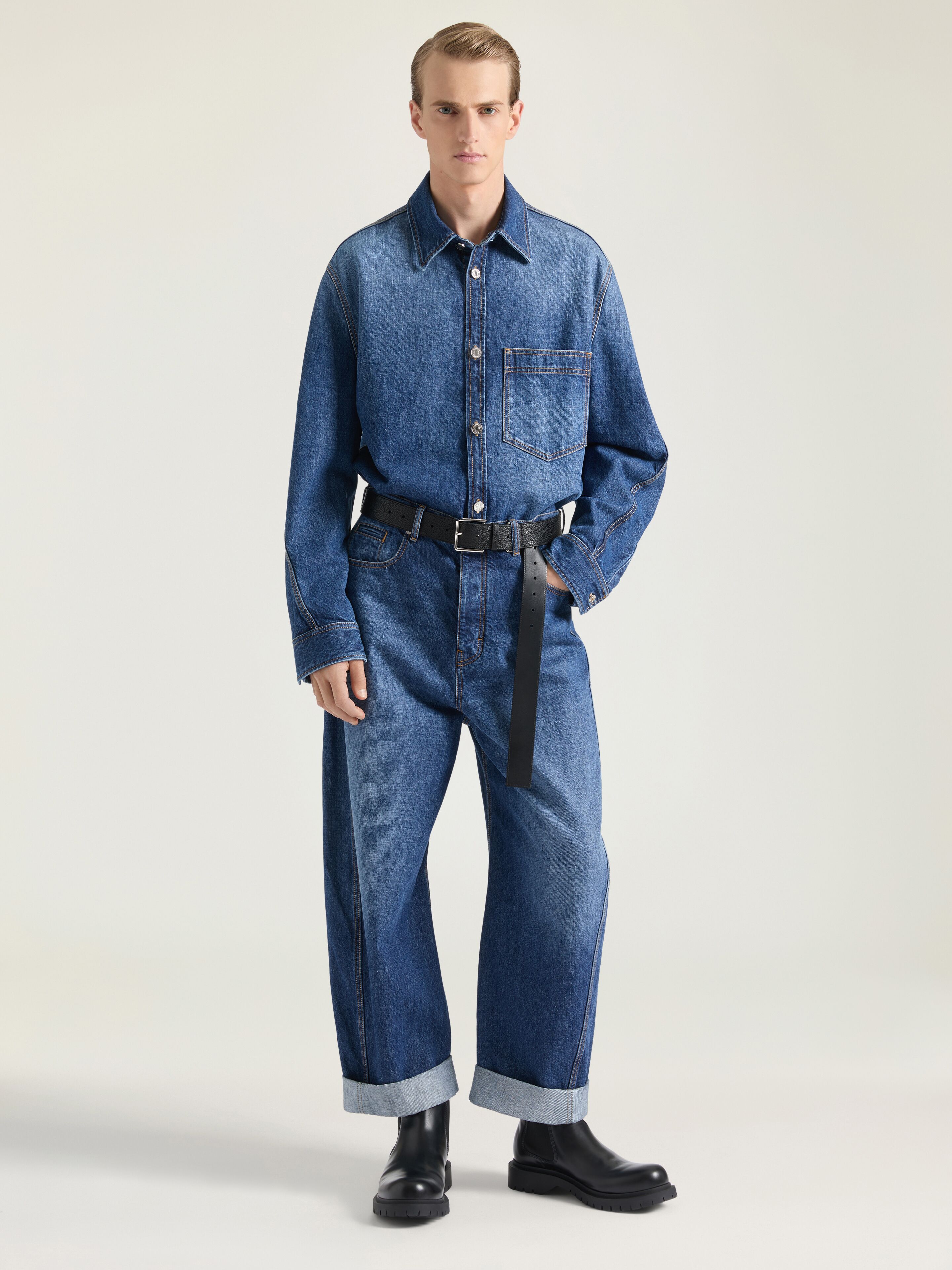 Couture Seam overshirt in washed denim